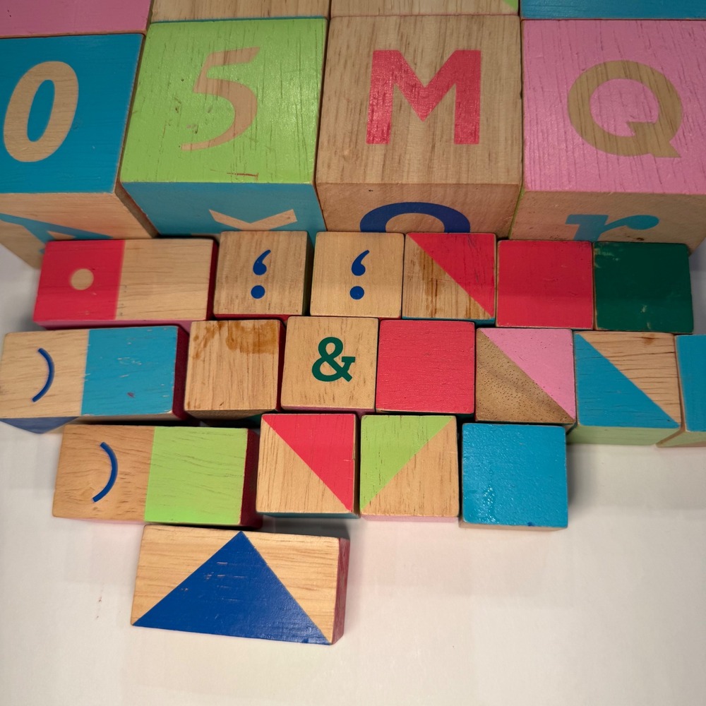 Manhattan Toy Company Wooden Alphabet Number Punctuation Blocks Set Multicolor - Picture 1 of 9